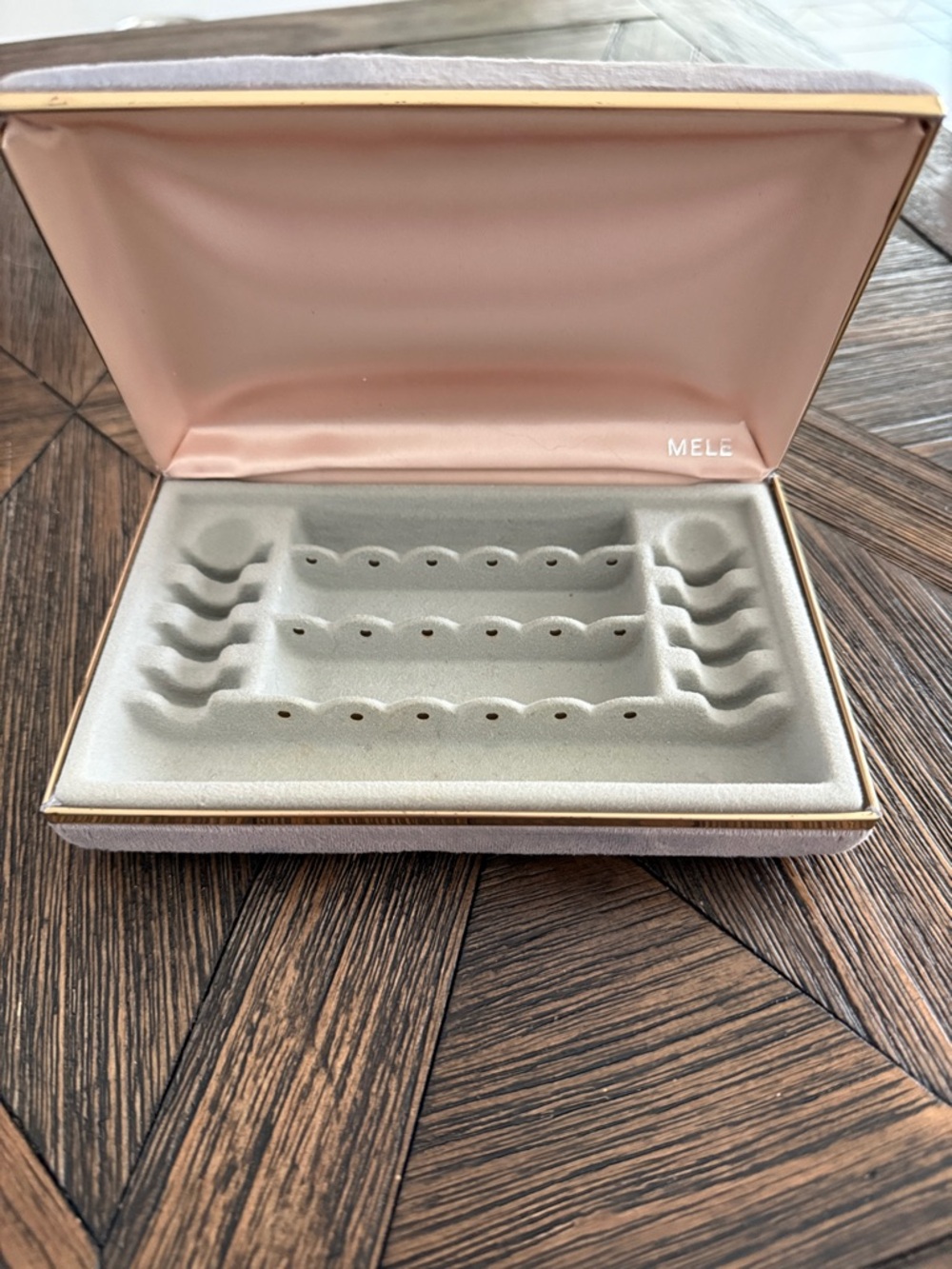 Vintage Mele Jewelry Box Portable Travel Case Velvet Lined Ring Earring Organize